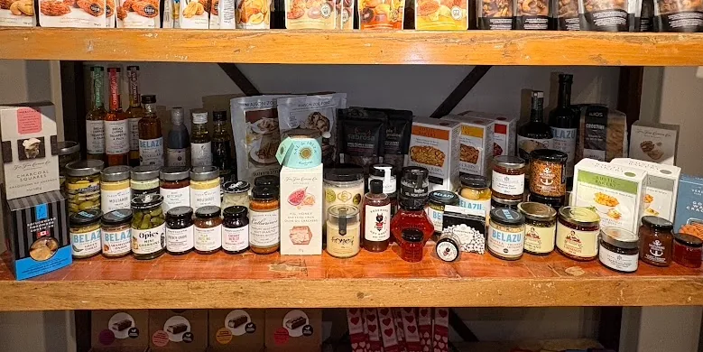Shelf of fine groceries, preserves and crackers