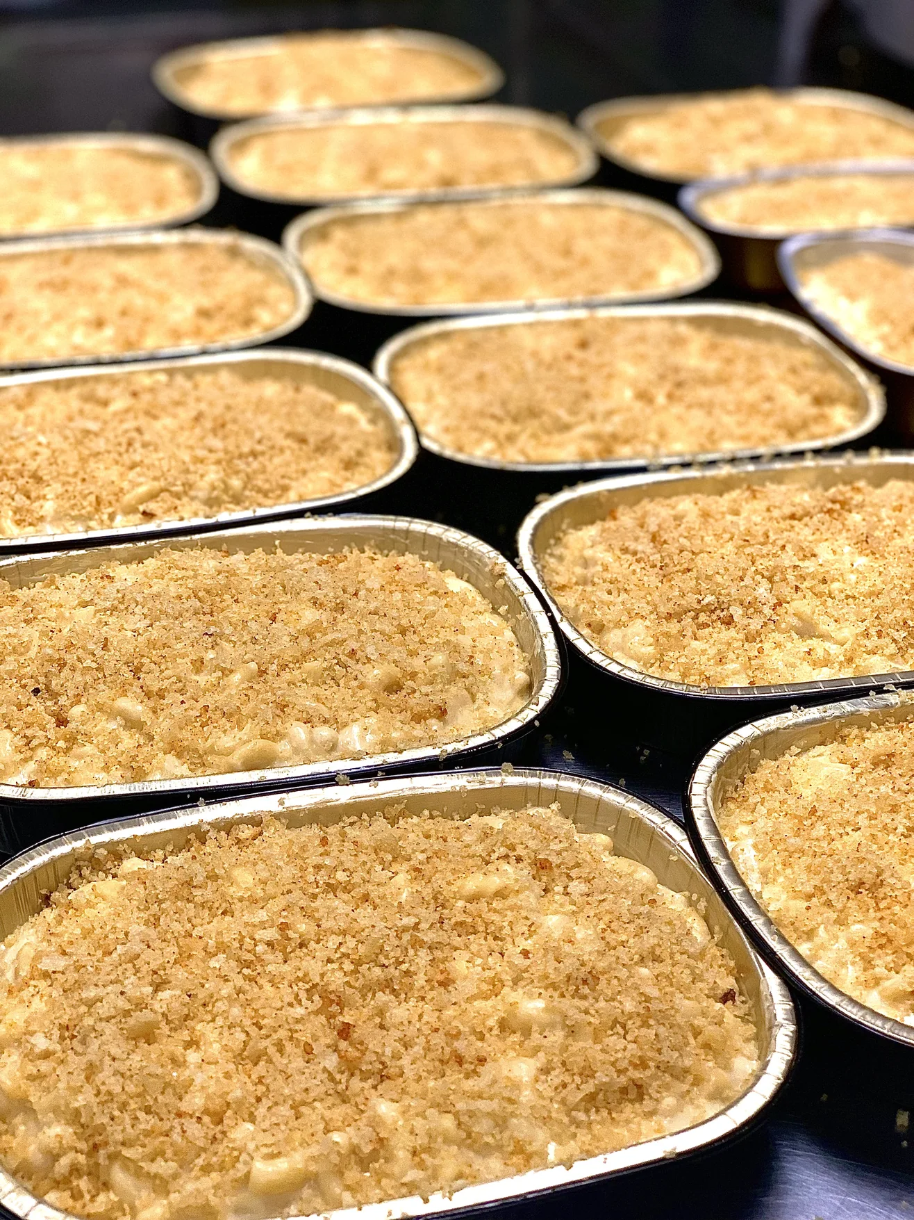 Trays of housemade mac and cheese