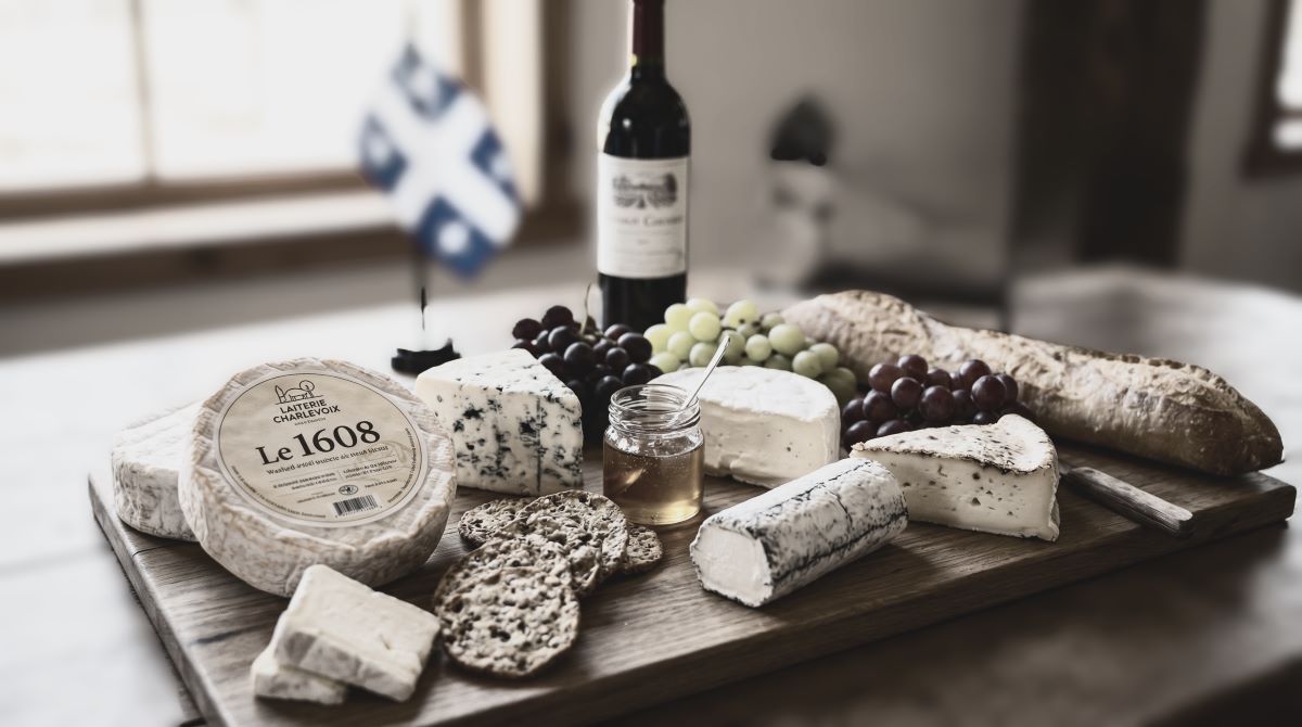 Artisan Quebec cheeses arranged on a rustic board