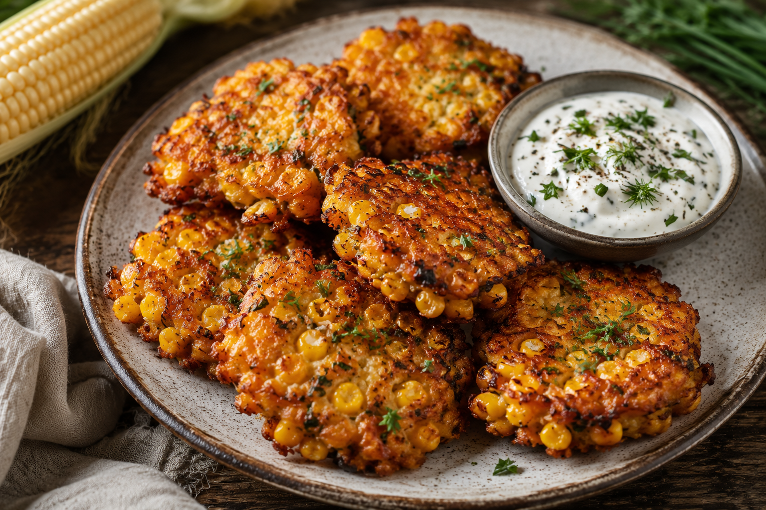 Summer corn and aged cheddar fritters
